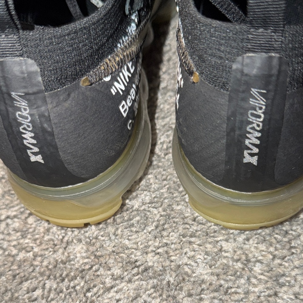 Nike (Off White Zip Tie) Black Sneakers with Orange Logo and Pink Tag - Picture 6 of 12